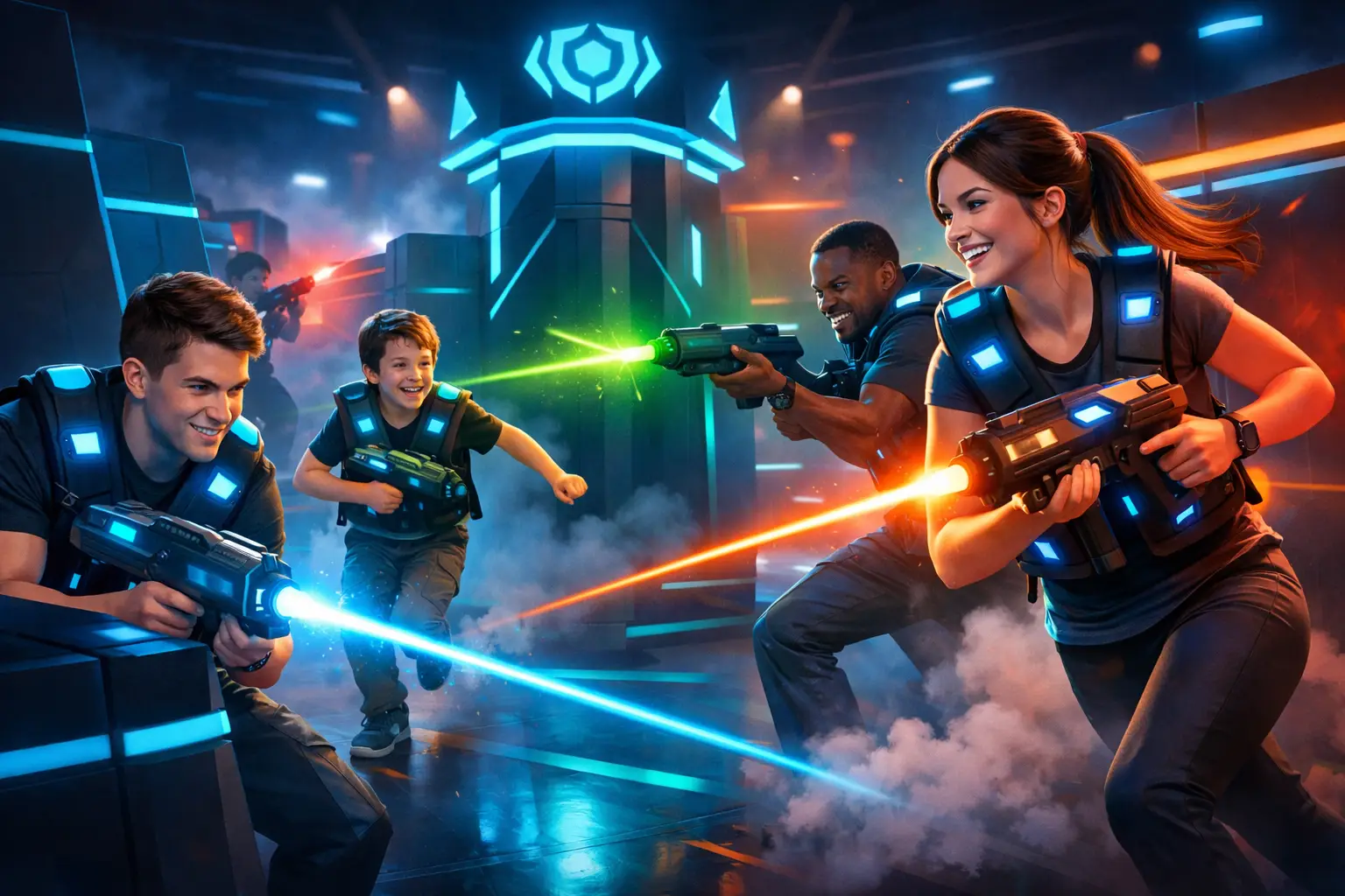 Câte persoane pot juca laser tag la Laser Hunt?